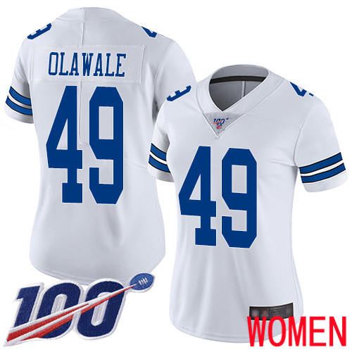 Women Dallas Cowboys Limited White Jamize Olawale Road #49 100th Season Vapor Untouchable NFL Jersey